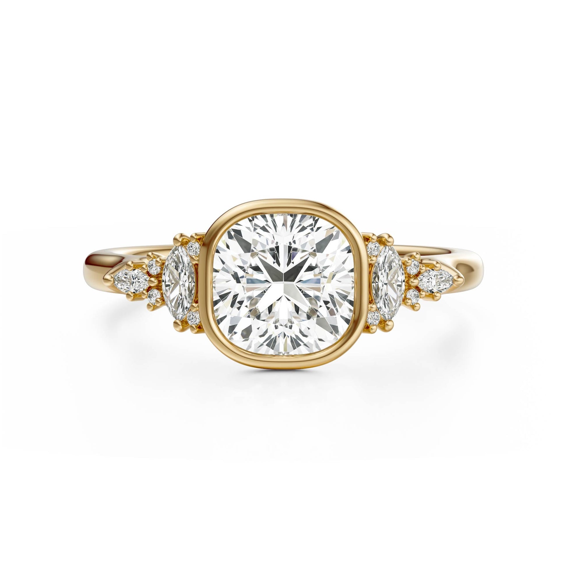 Marquise Shaped Three Stone Lab Grown Diamond Engagement Ring