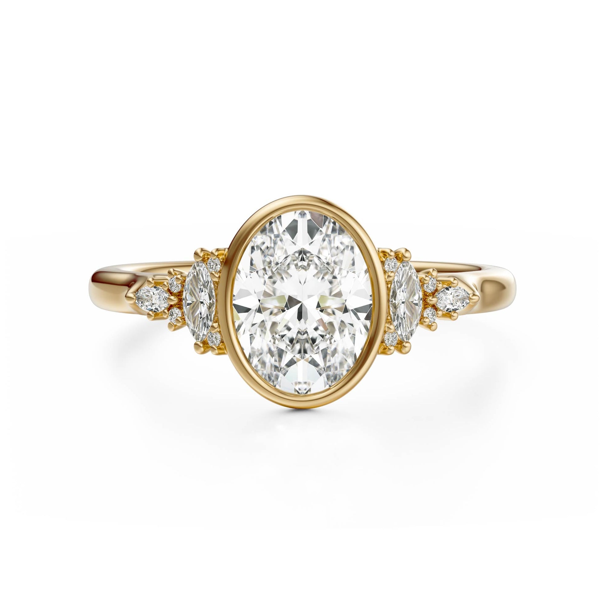 Marquise Shaped Three Stone Lab Grown Diamond Engagement Ring