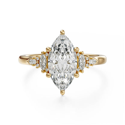 Marquise Shaped Three Stone Lab Grown Diamond Engagement Ring
