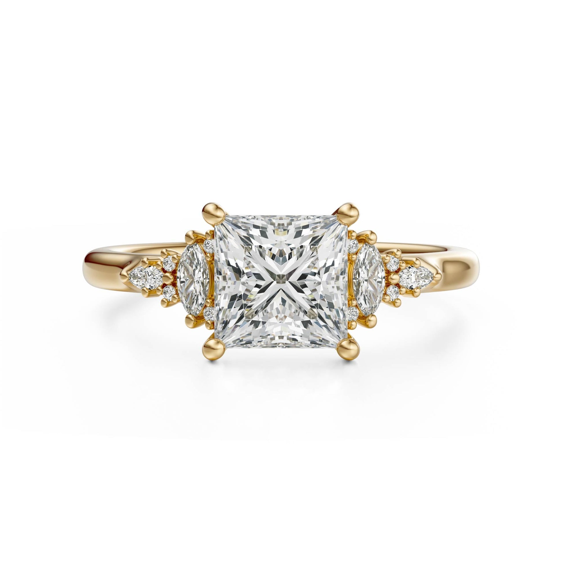 Marquise Shaped Three Stone Lab Grown Diamond Engagement Ring