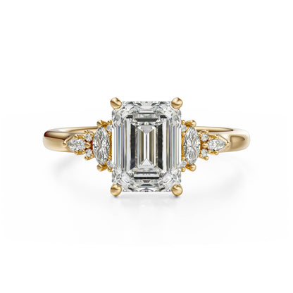 Marquise Shaped Three Stone Lab Grown Diamond Engagement Ring
