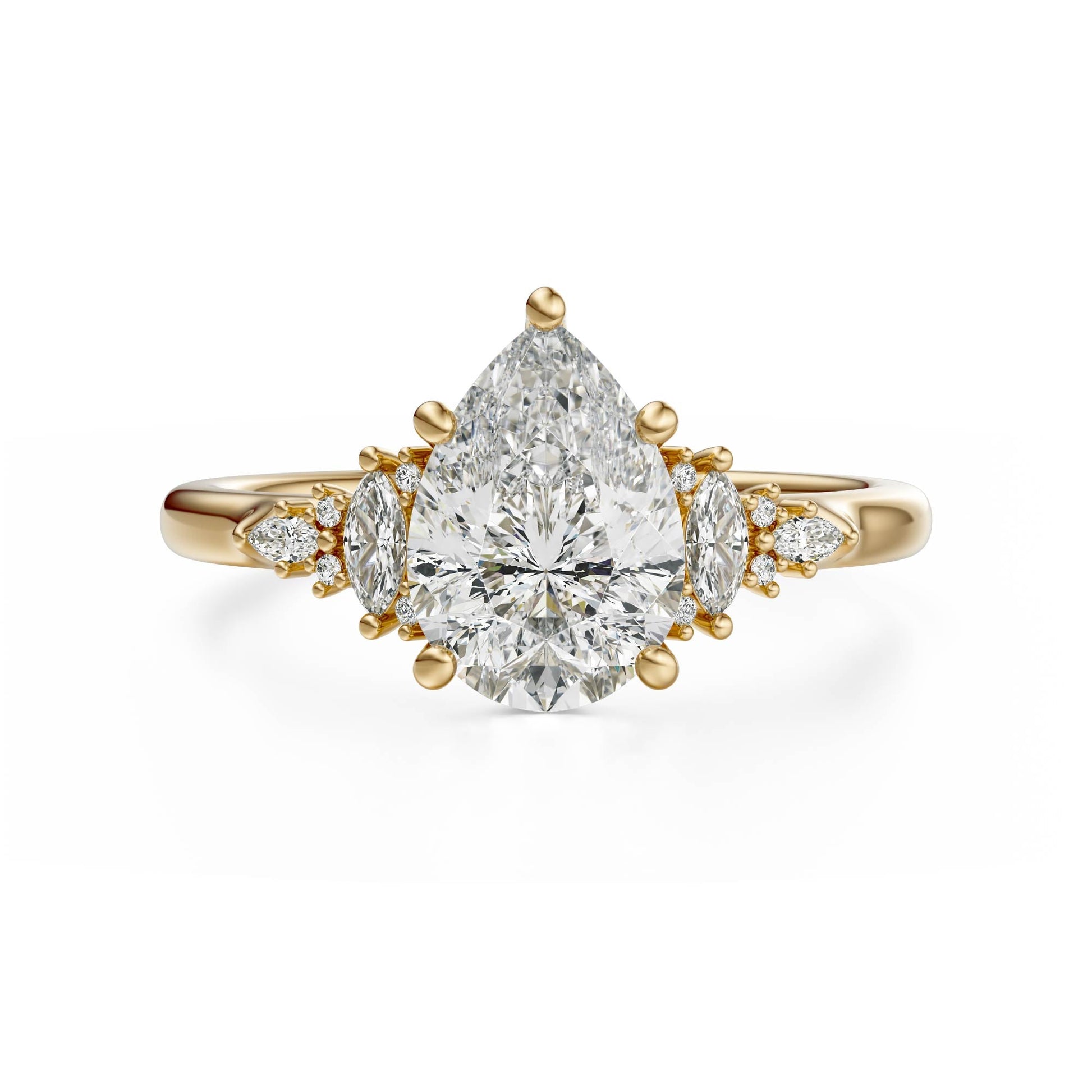 Marquise Shaped Three Stone Lab Grown Diamond Engagement Ring