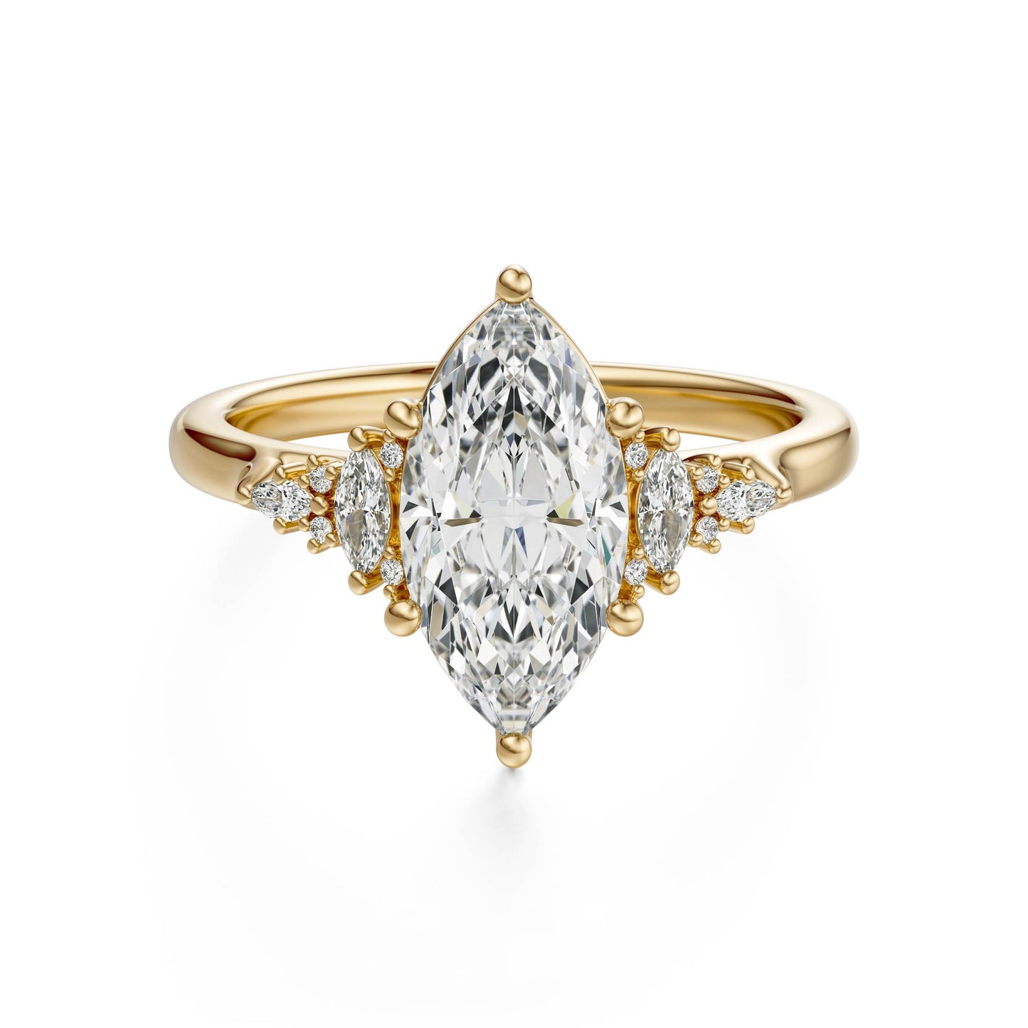 Marquise Shaped Three Stone Lab Grown Diamond Engagement Ring