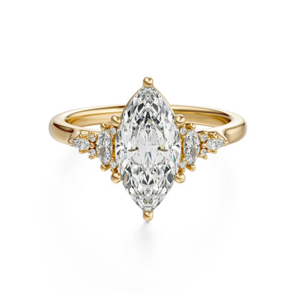 Marquise Shaped Three Stone Lab Grown Diamond Engagement Ring