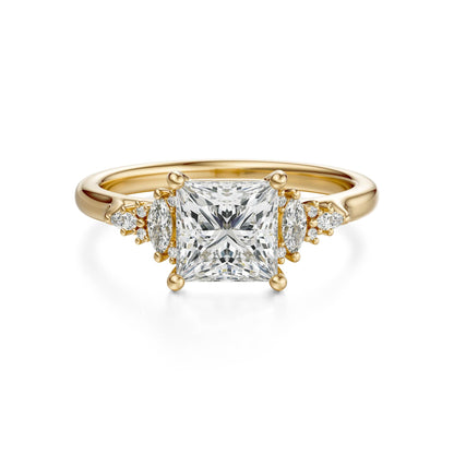Marquise Shaped Three Stone Lab Grown Diamond Engagement Ring