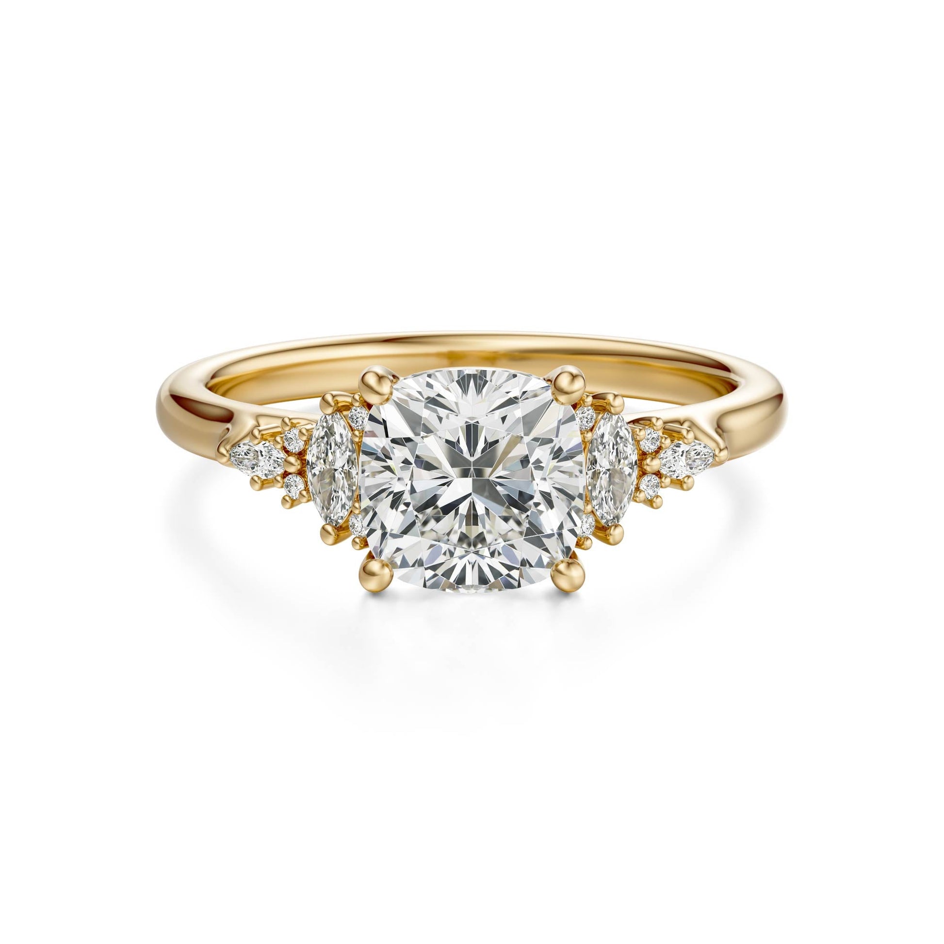 Marquise Shaped Three Stone Lab Grown Diamond Engagement Ring