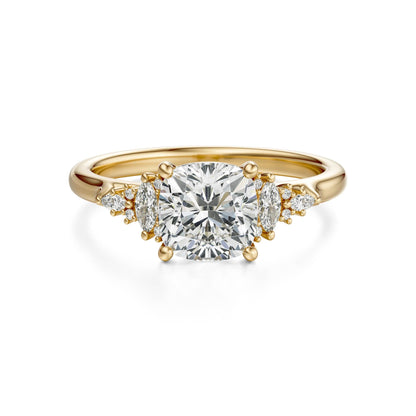 Marquise Shaped Three Stone Lab Grown Diamond Engagement Ring