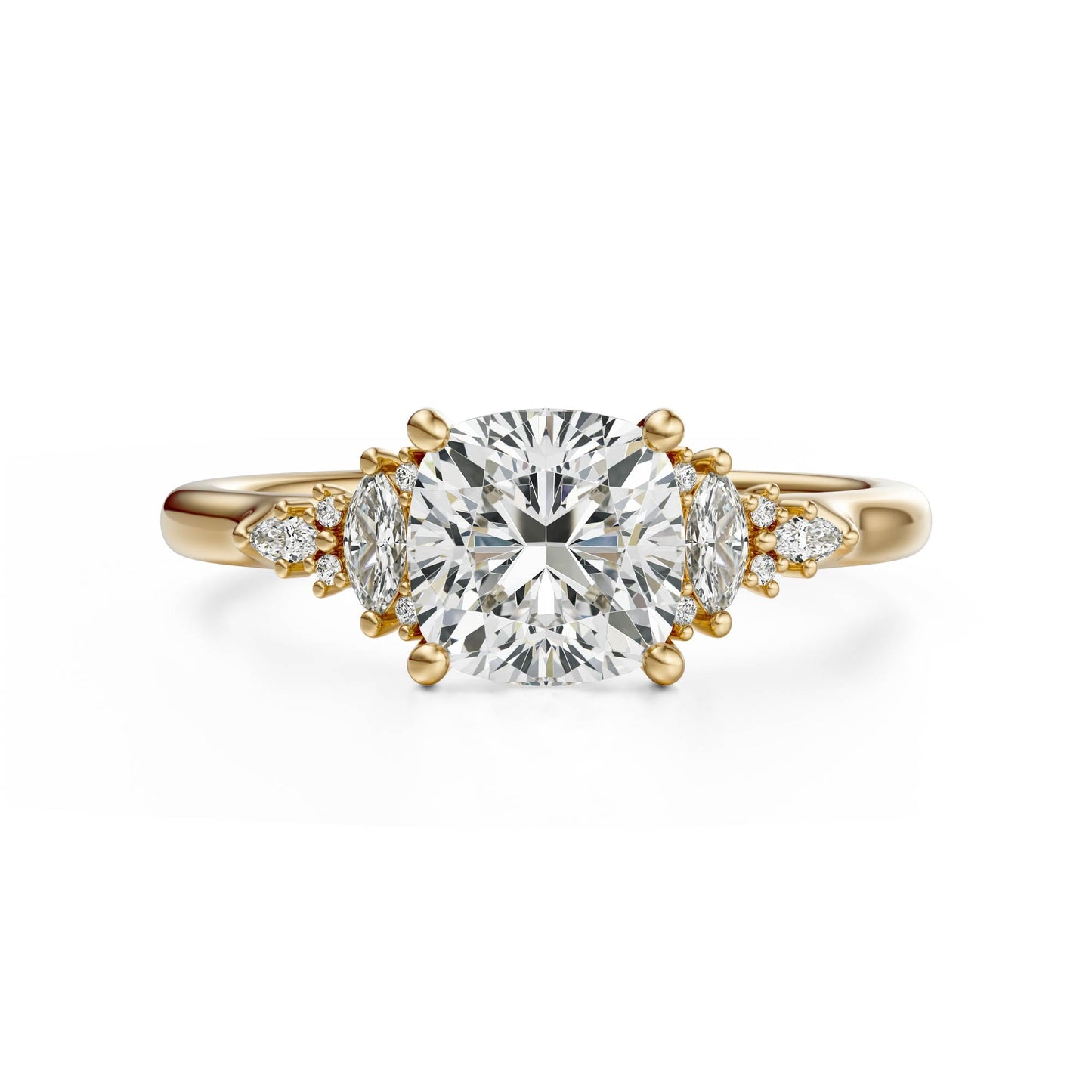 Marquise Shaped Three Stone Lab Grown Diamond Engagement Ring