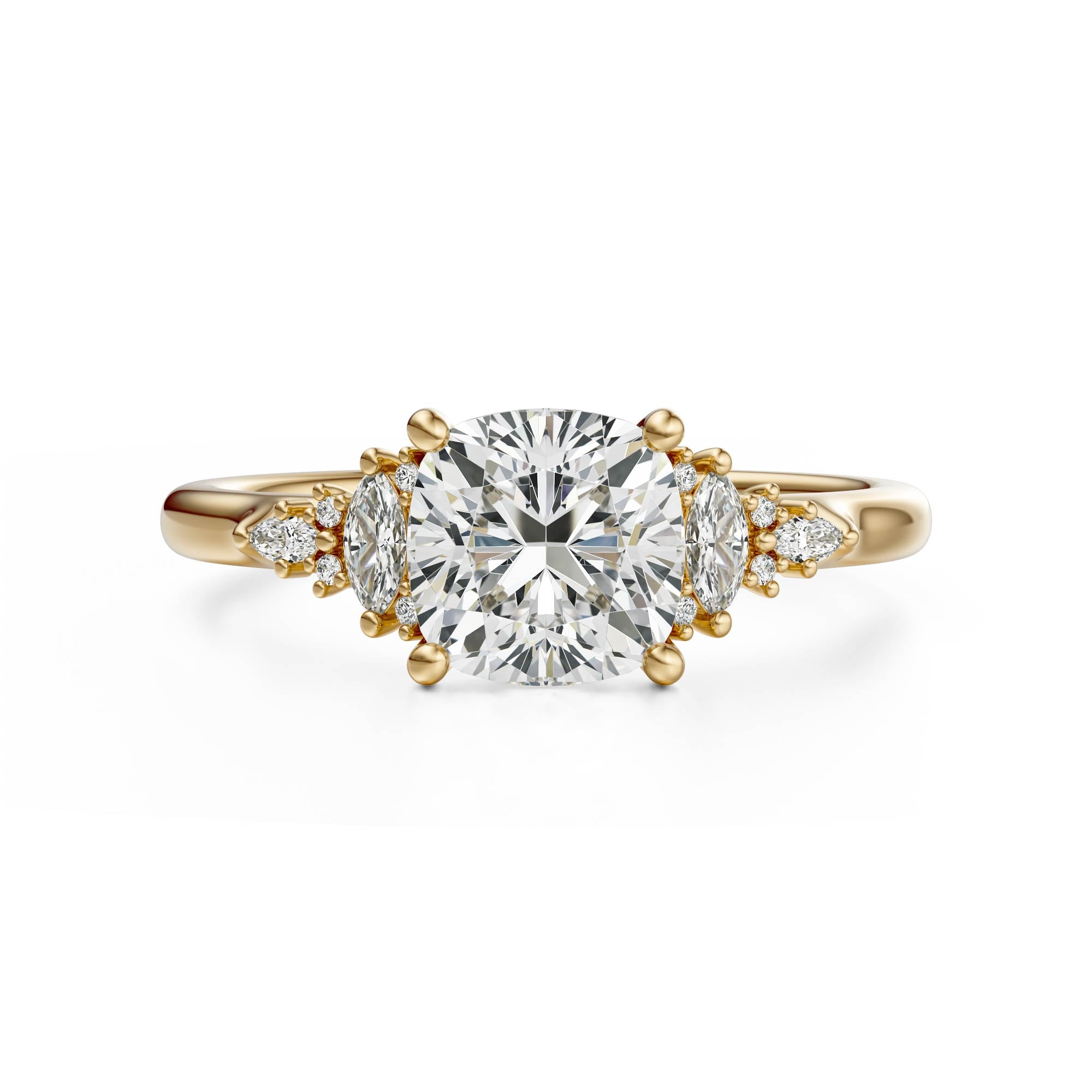 Marquise Shaped Three Stone Lab Grown Diamond Engagement Ring