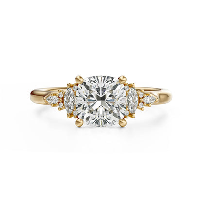 Marquise Shaped Three Stone Lab Grown Diamond Engagement Ring