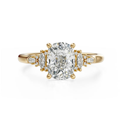 Marquise Shaped Three Stone Lab Grown Diamond Engagement Ring
