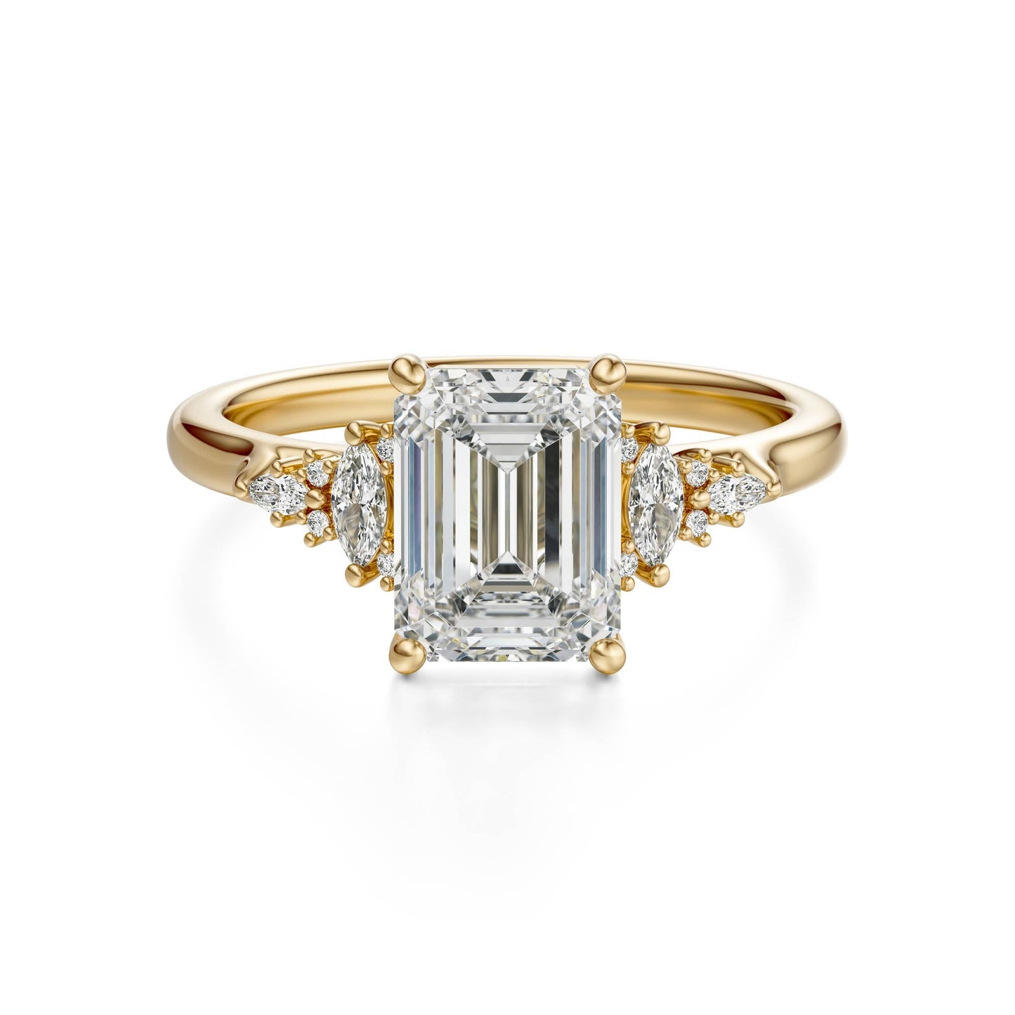 Marquise Shaped Three Stone Lab Grown Diamond Engagement Ring