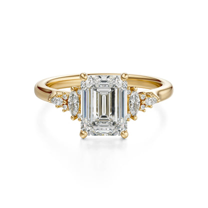 Marquise Shaped Three Stone Lab Grown Diamond Engagement Ring