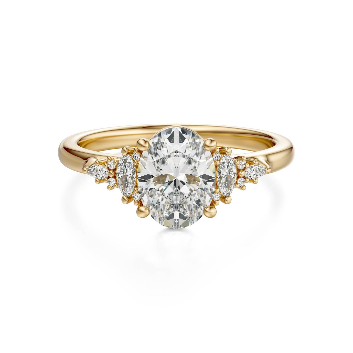 Marquise Shaped Three Stone Lab Grown Diamond Engagement Ring