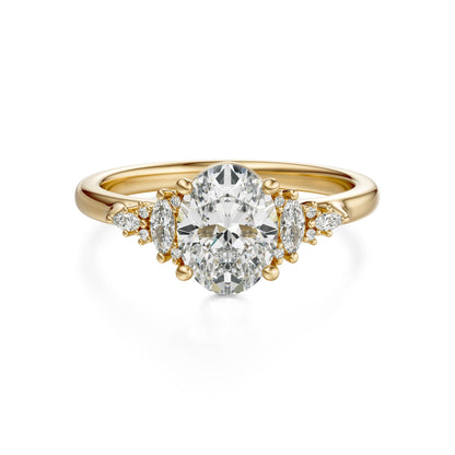 Marquise Shaped Three Stone Lab Grown Diamond Engagement Ring