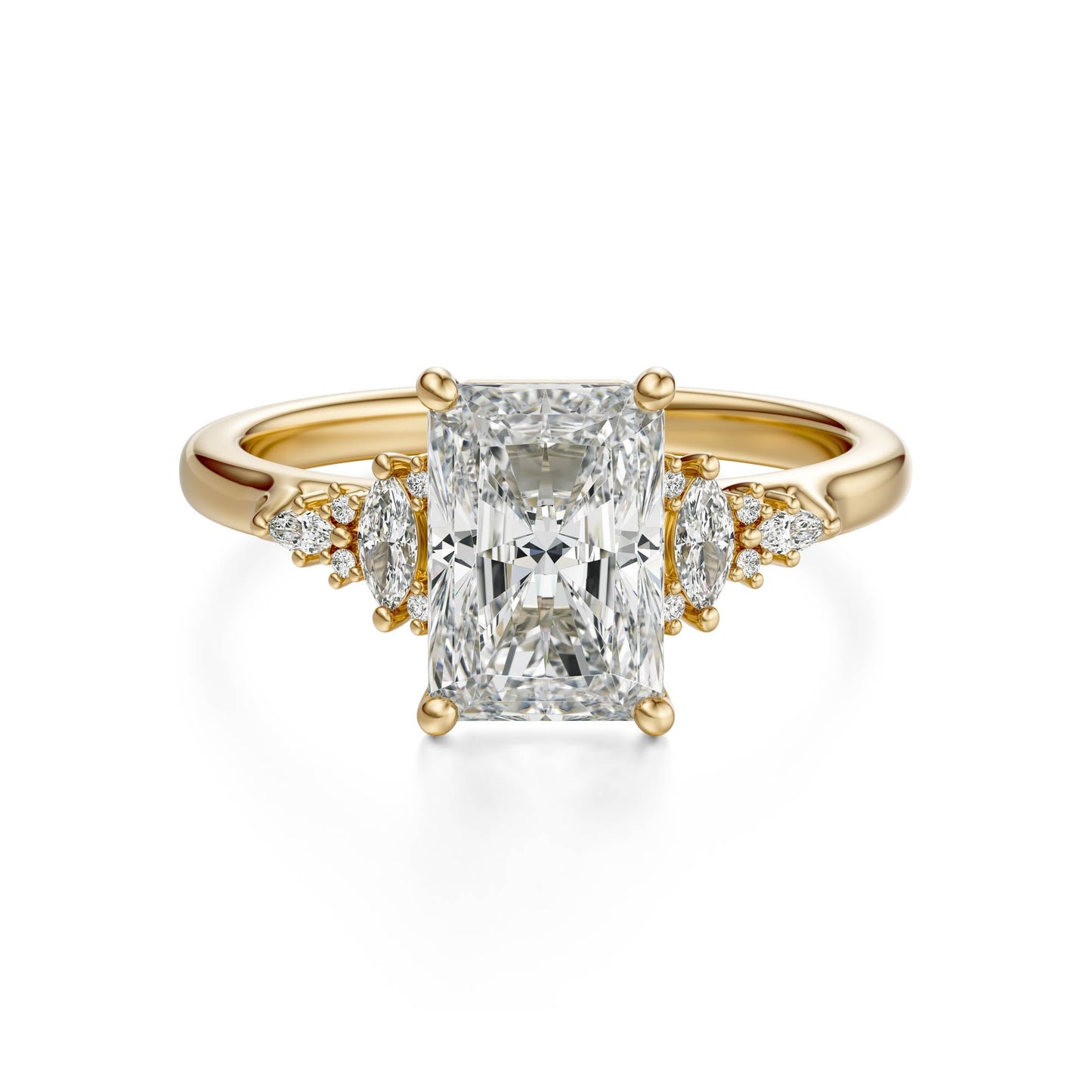 Marquise Shaped Three Stone Lab Grown Diamond Engagement Ring