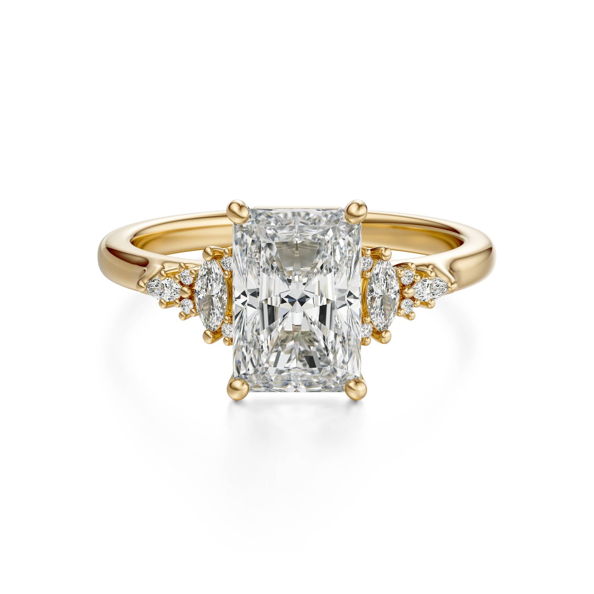 Marquise Shaped Three Stone Lab Grown Diamond Engagement Ring