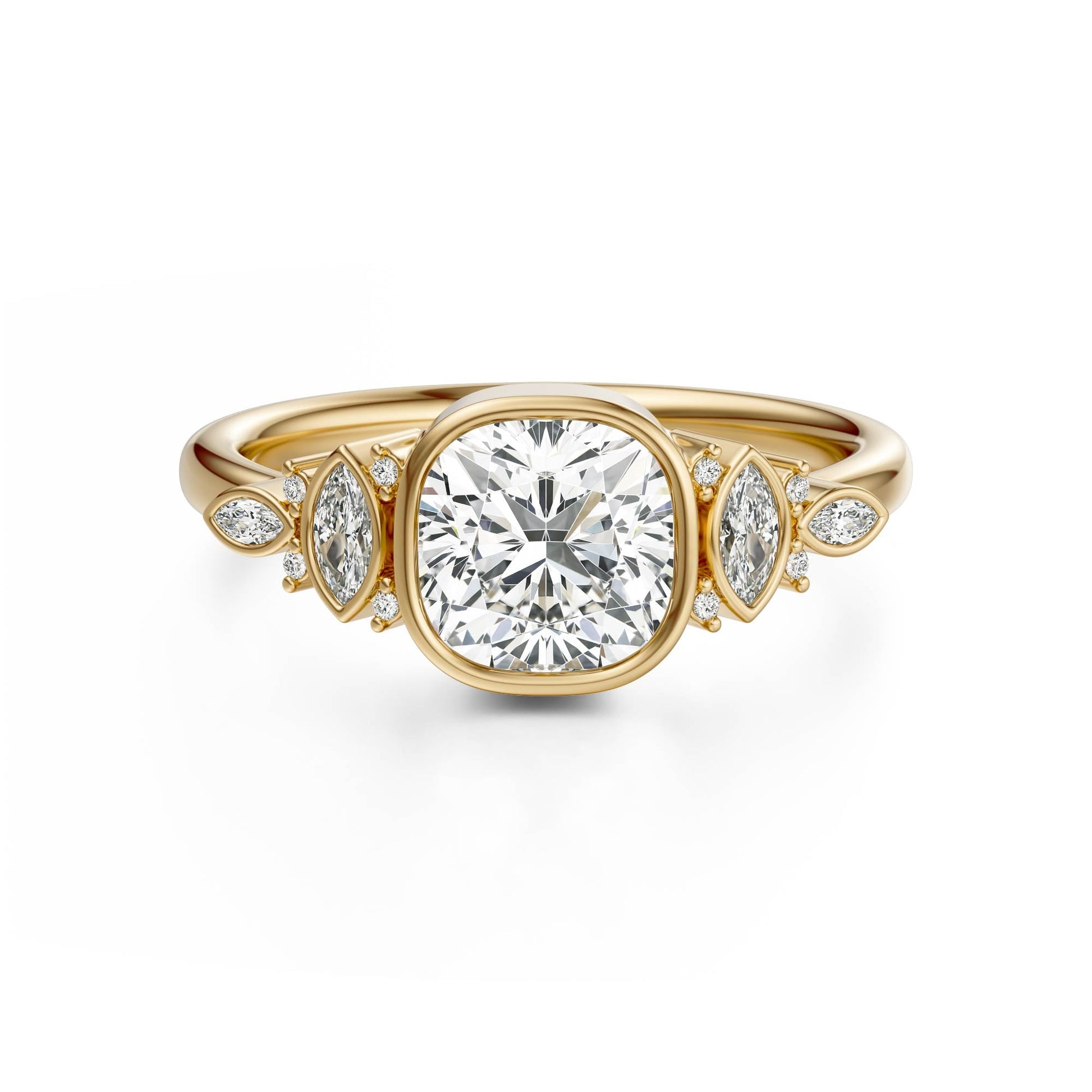 Marquise Shaped Three Stone Lab Grown Diamond Engagement Ring