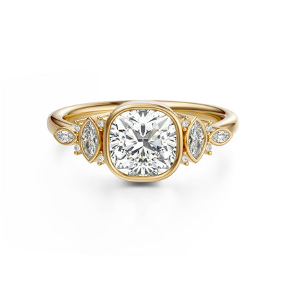 Marquise Shaped Three Stone Lab Grown Diamond Engagement Ring