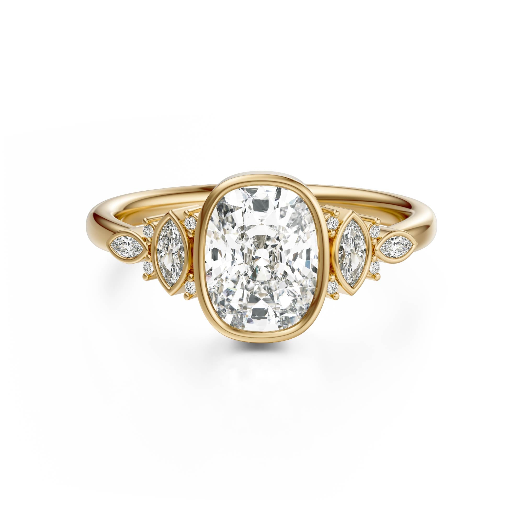 Marquise Shaped Three Stone Lab Grown Diamond Engagement Ring