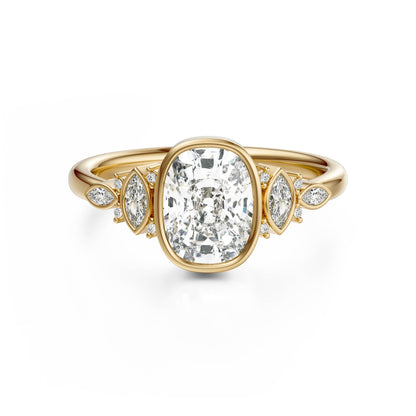 Marquise Shaped Three Stone Lab Grown Diamond Engagement Ring