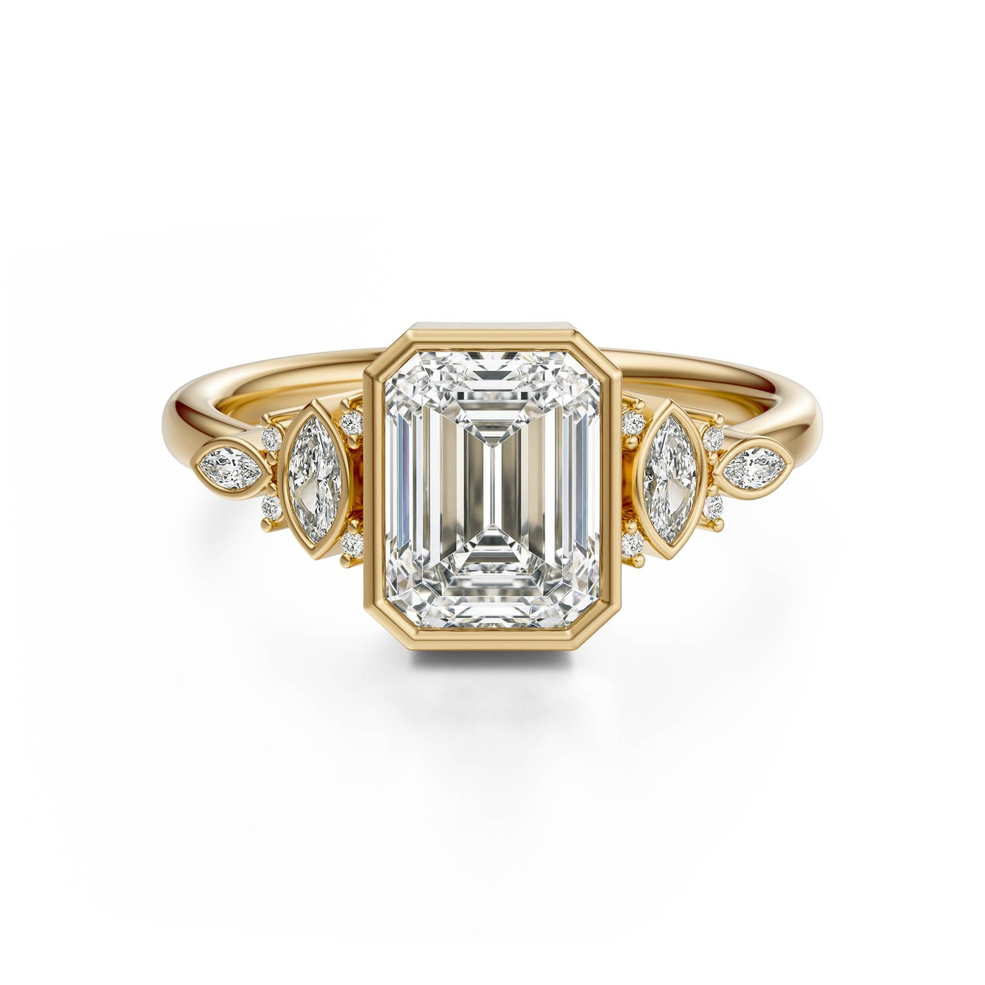 Marquise Shaped Three Stone Lab Grown Diamond Engagement Ring