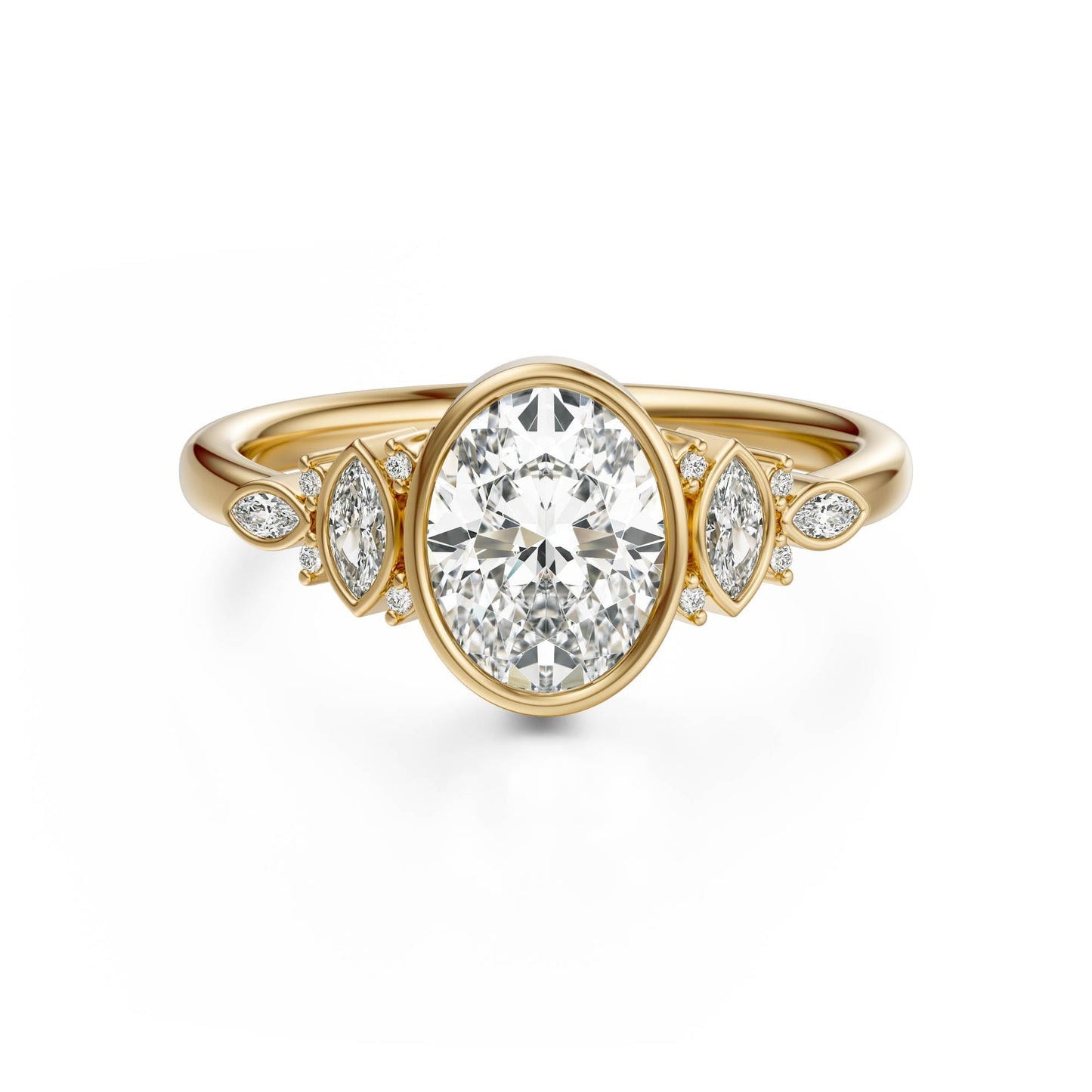 Marquise Shaped Three Stone Lab Grown Diamond Engagement Ring