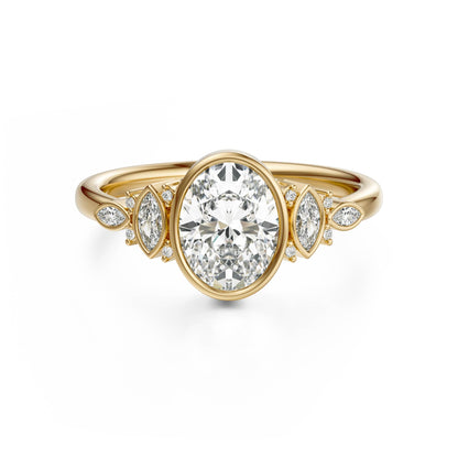 Marquise Shaped Three Stone Lab Grown Diamond Engagement Ring
