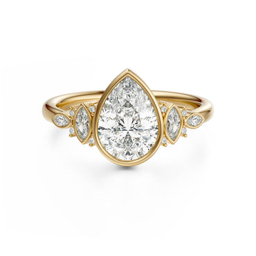 Marquise Shaped Three Stone Lab Grown Diamond Engagement Ring
