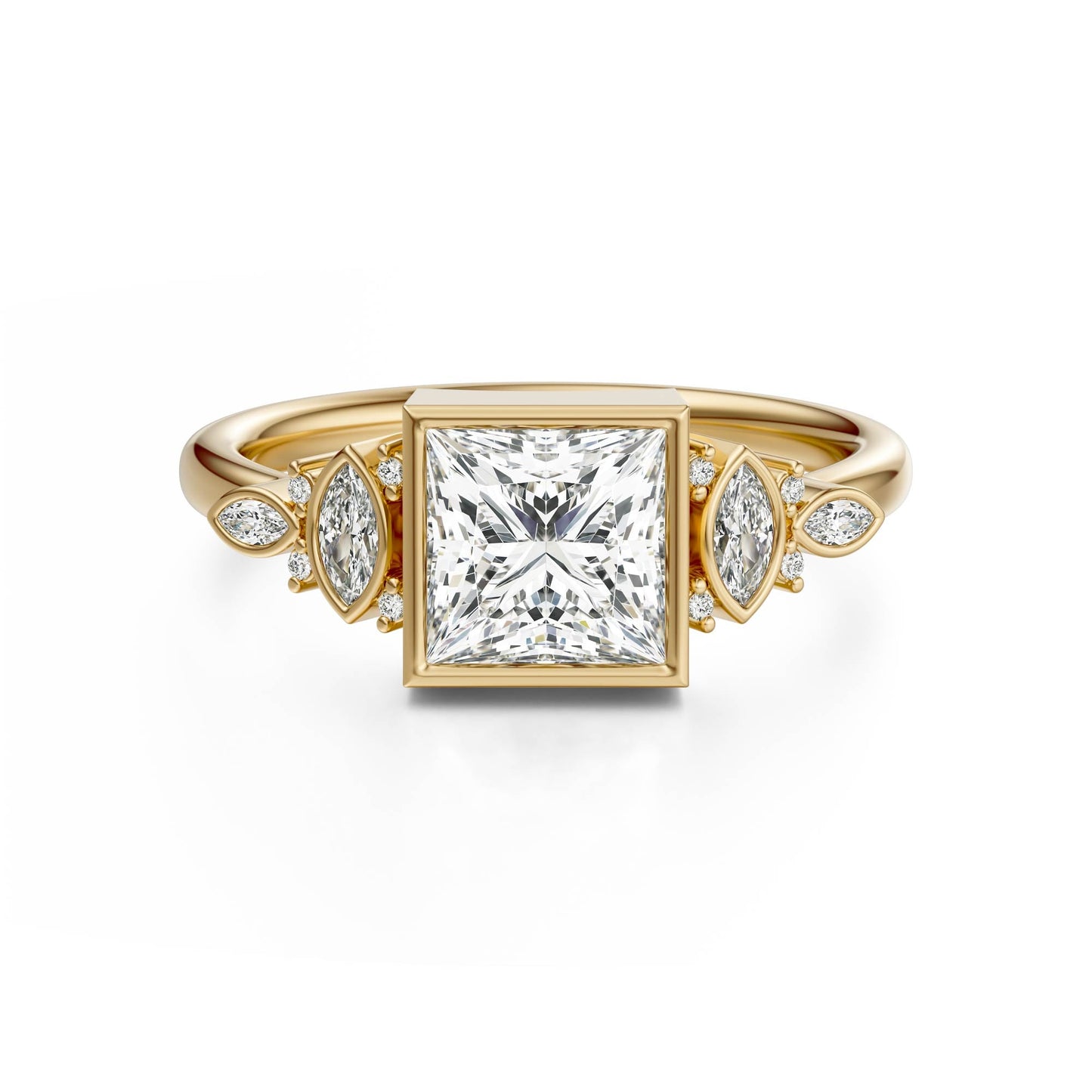 Marquise Shaped Three Stone Lab Grown Diamond Engagement Ring