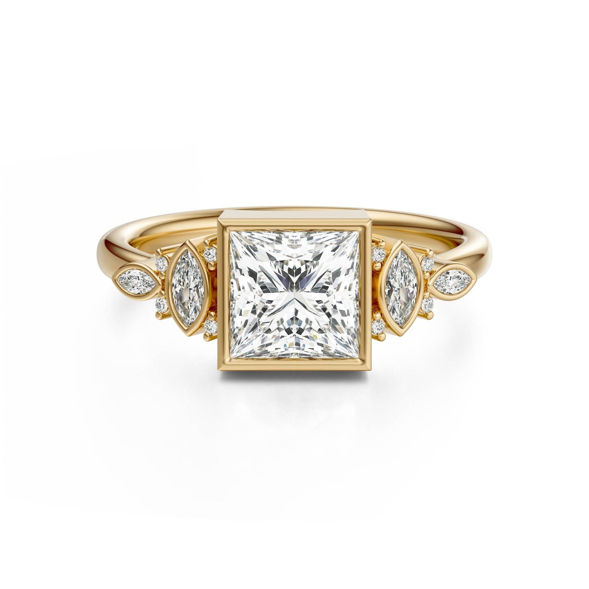 Marquise Shaped Three Stone Lab Grown Diamond Engagement Ring