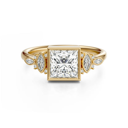 Marquise Shaped Three Stone Lab Grown Diamond Engagement Ring