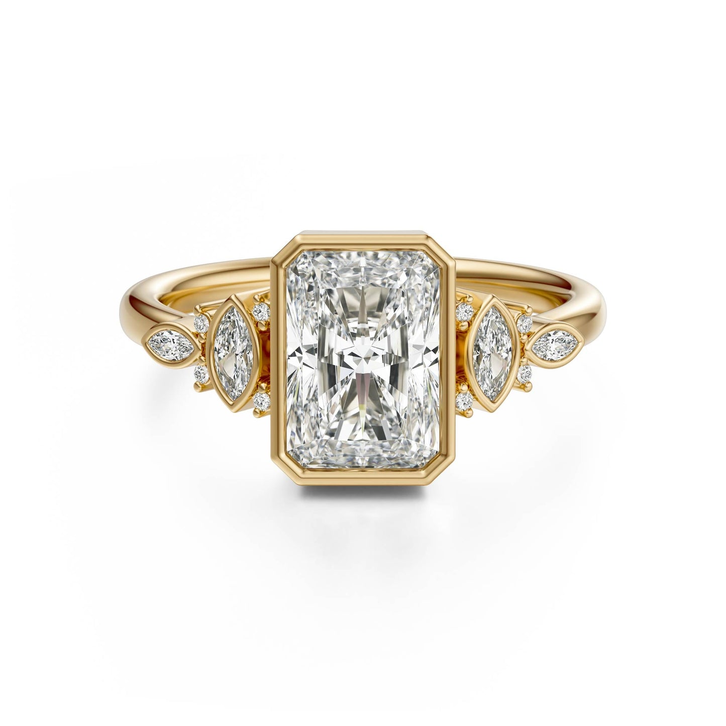 Marquise Shaped Three Stone Lab Grown Diamond Engagement Ring