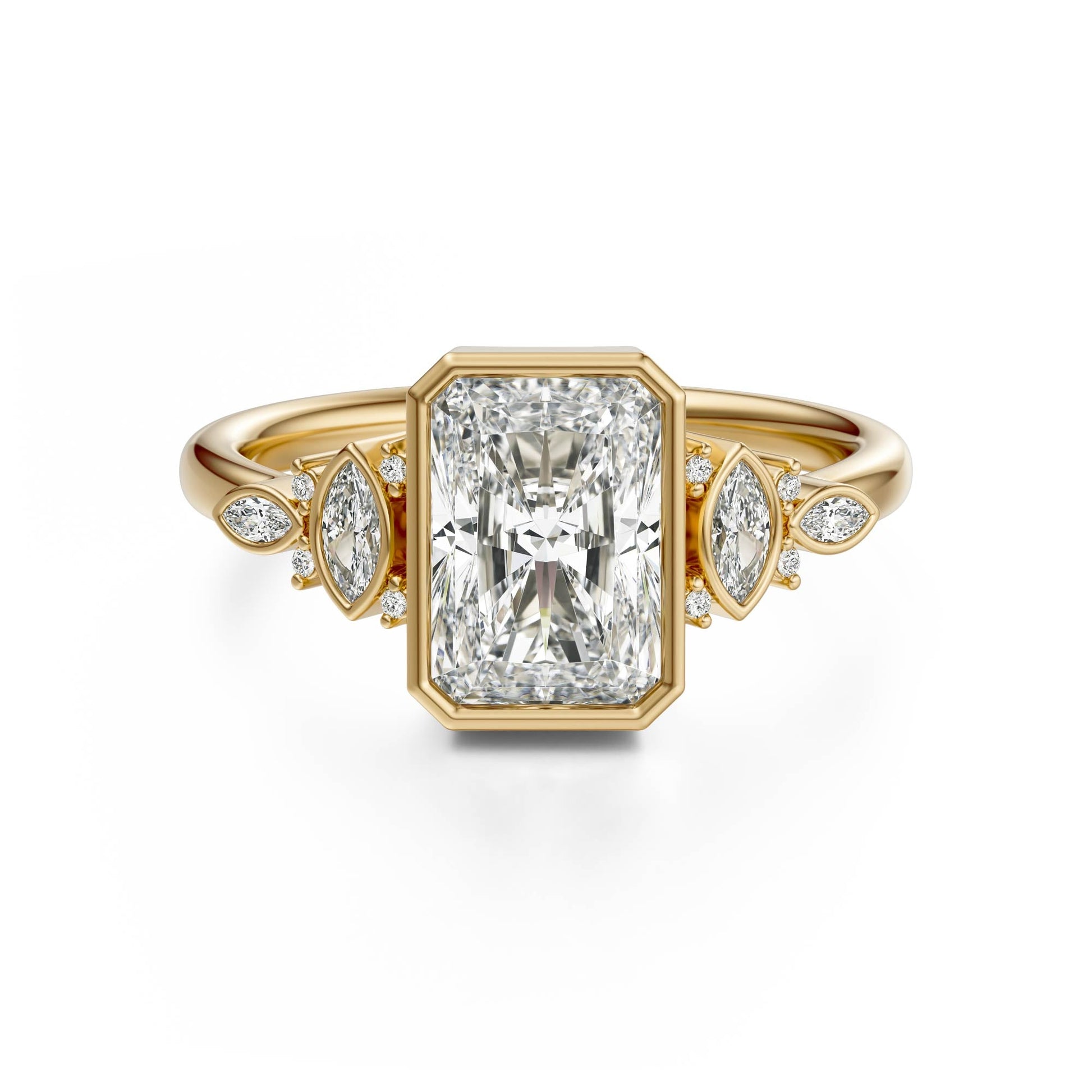 Marquise Shaped Three Stone Lab Grown Diamond Engagement Ring