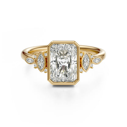 Marquise Shaped Three Stone Lab Grown Diamond Engagement Ring