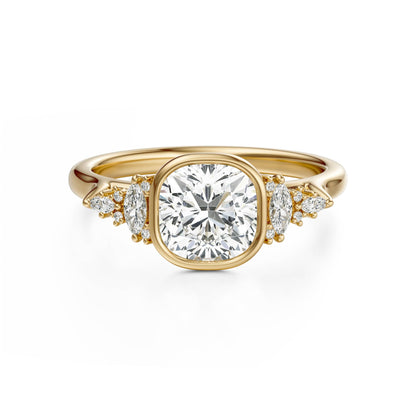 Marquise Shaped Three Stone Lab Grown Diamond Engagement Ring