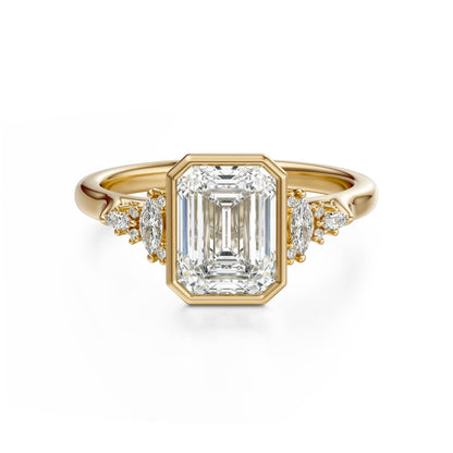 Marquise Shaped Three Stone Lab Grown Diamond Engagement Ring