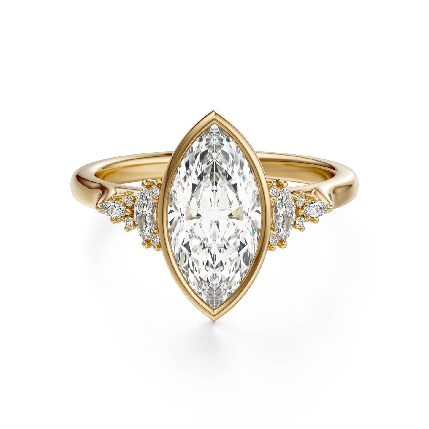 Marquise Shaped Three Stone Lab Grown Diamond Engagement Ring