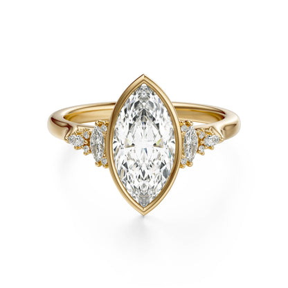 Marquise Shaped Three Stone Lab Grown Diamond Engagement Ring