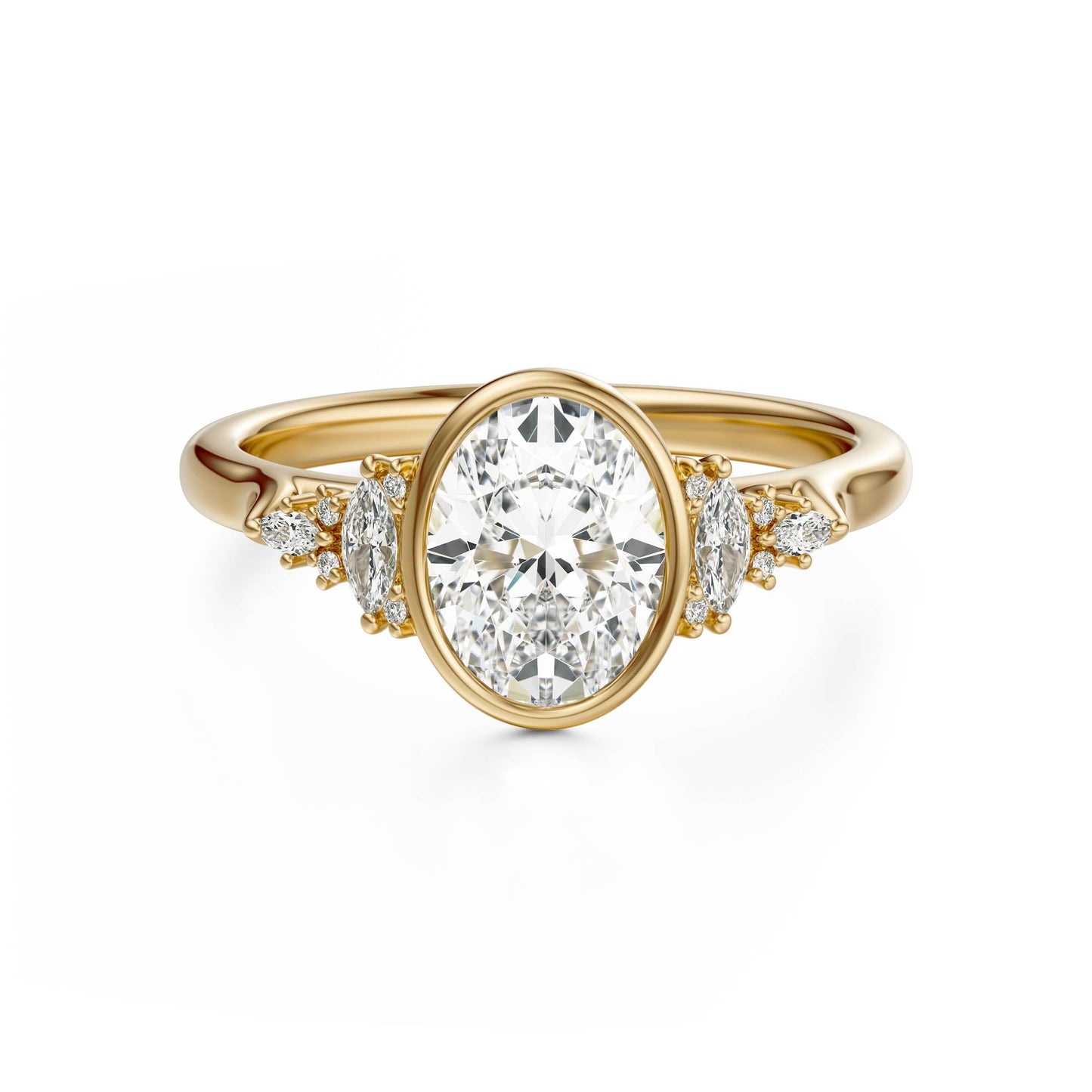 Marquise Shaped Three Stone Lab Grown Diamond Engagement Ring