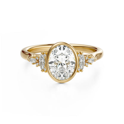 Marquise Shaped Three Stone Lab Grown Diamond Engagement Ring