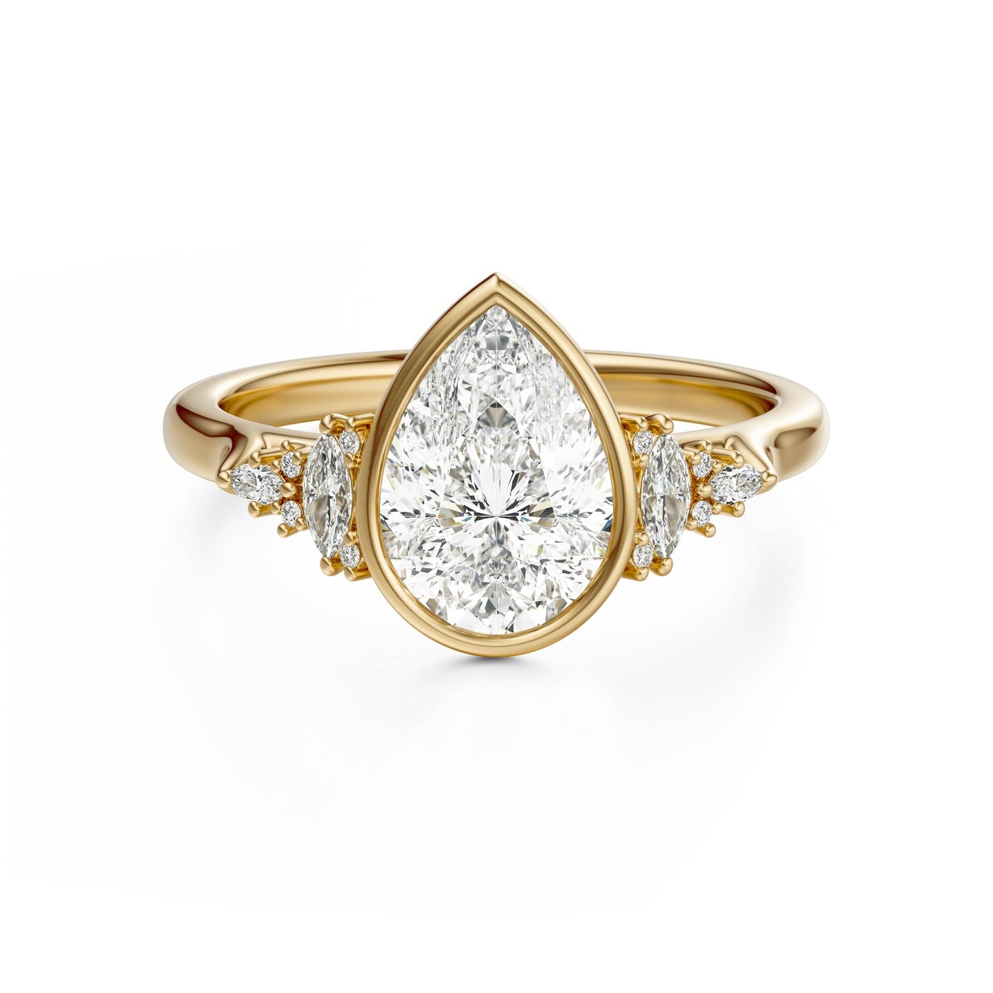 Marquise Shaped Three Stone Lab Grown Diamond Engagement Ring