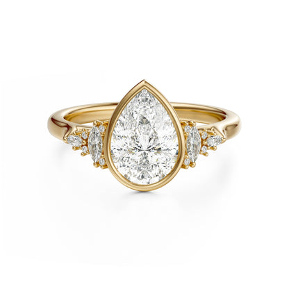 Marquise Shaped Three Stone Lab Grown Diamond Engagement Ring