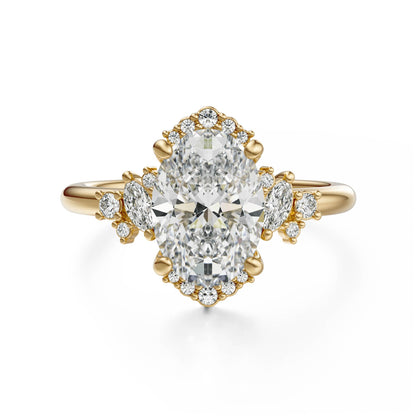 Marquise Shaped Three Stone Lab Grown Diamond Engagement Ring