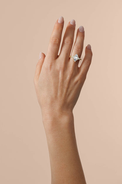 Marquise Shaped Three Stone Lab Grown Diamond Engagement Ring