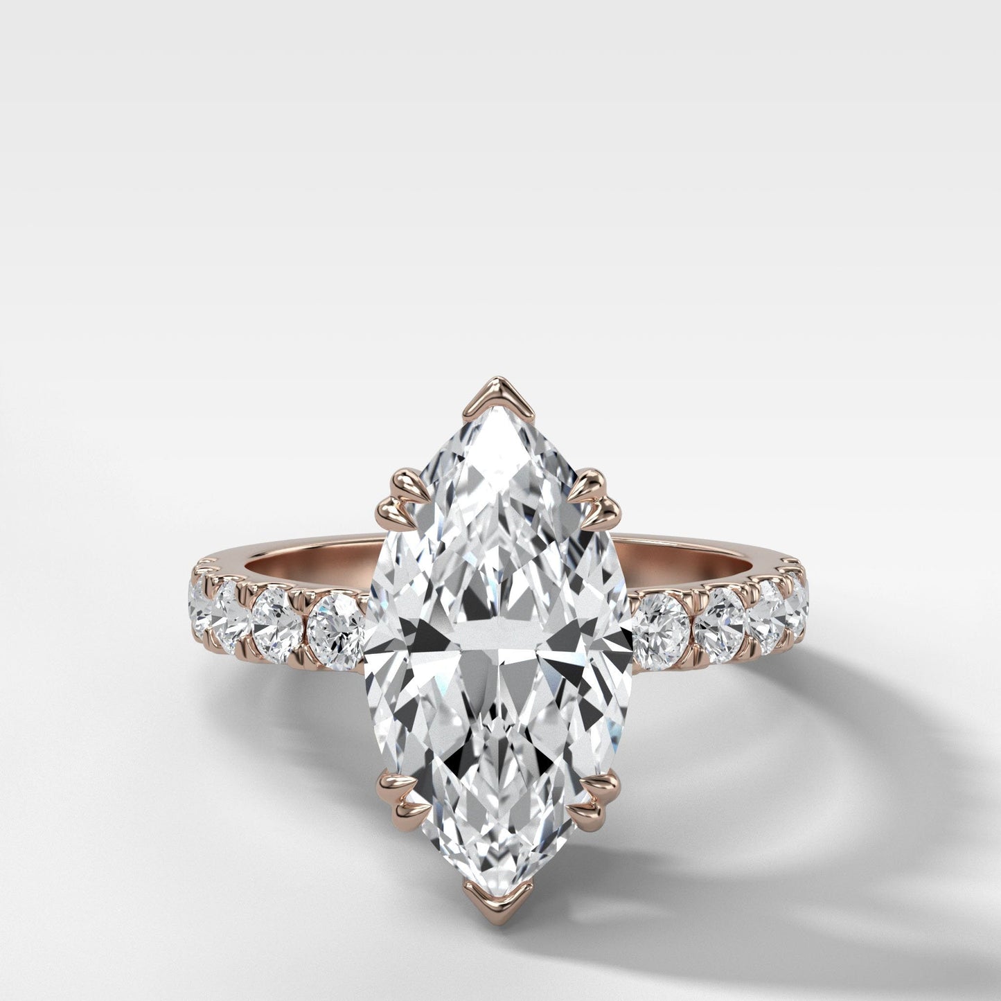 Marquise Shaped Three Stone Lab Grown Diamond Engagement Ring
