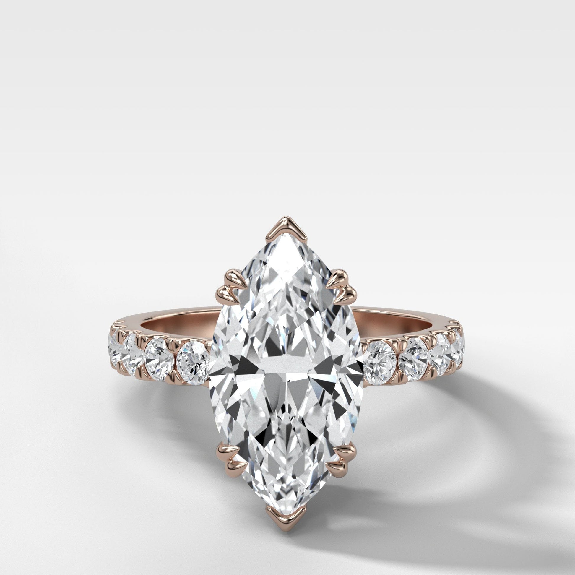 Marquise Shaped Three Stone Lab Grown Diamond Engagement Ring