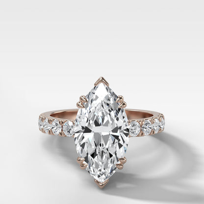 Marquise Shaped Three Stone Lab Grown Diamond Engagement Ring