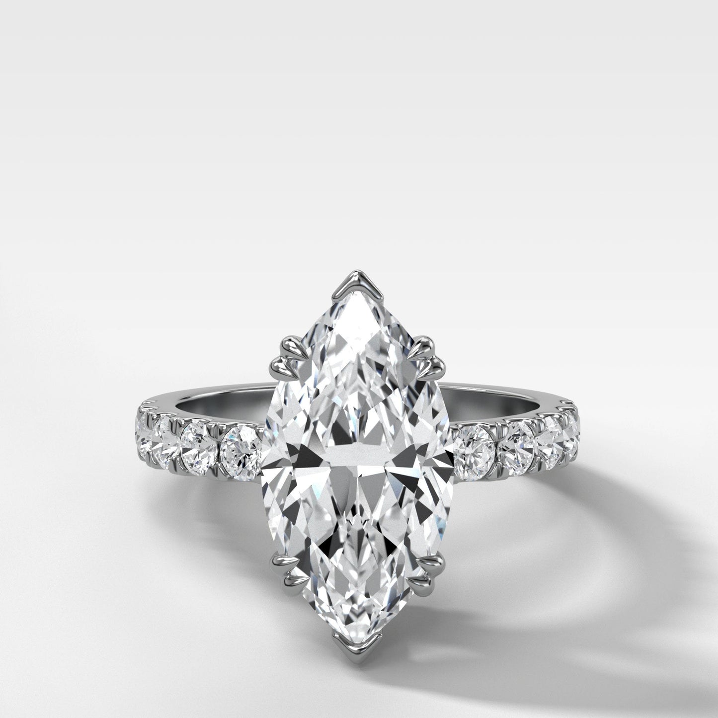 Marquise Shaped Three Stone Lab Grown Diamond Engagement Ring