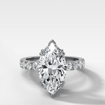 Marquise Shaped Three Stone Lab Grown Diamond Engagement Ring
